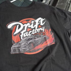 A black shirt with a car on it