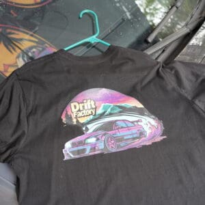 A black shirt with a car on it