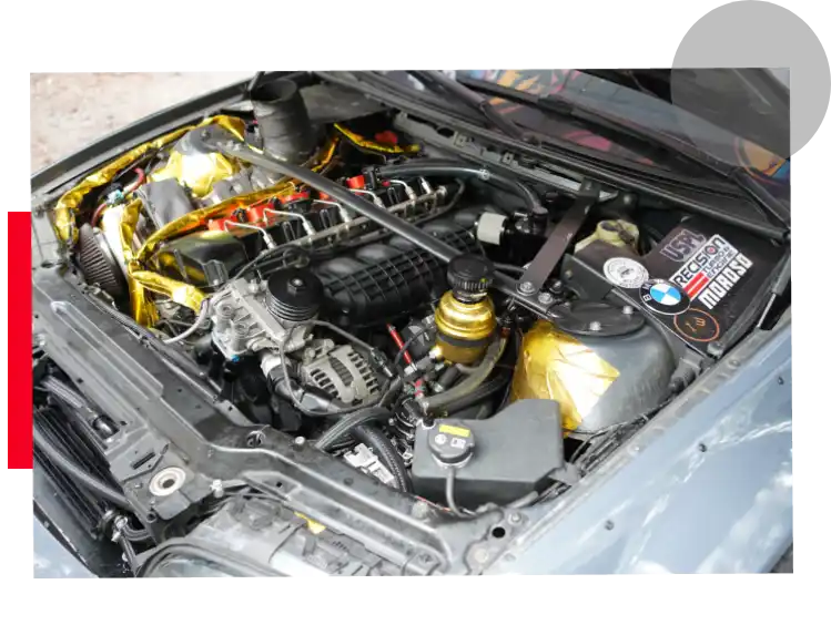 A car engine with many different parts on it